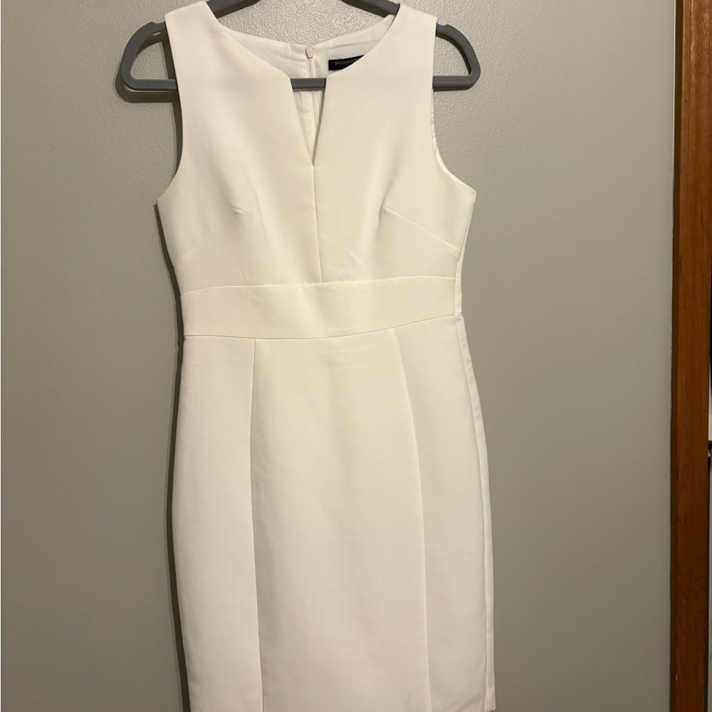 Banana Republic White Sleeveless Sheath Dress